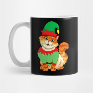 Cat In Elf Costume Christmas Mug